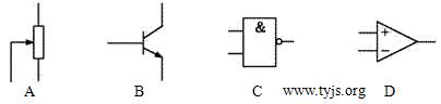 与图示电路符号相对应的电子元器件中三只引脚的是
